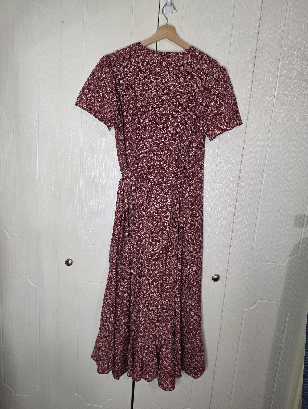 Midi Wrap Dress in Burgundy Floral - Picture 3 of 9